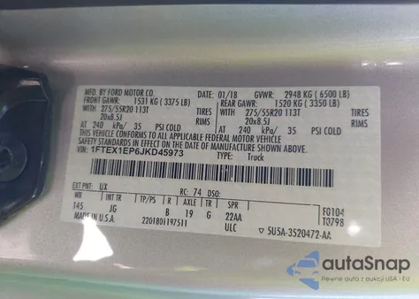 2018 Ford F-150 Xl from USA, damaged, VIN 1FTEX1EP6JKD45973